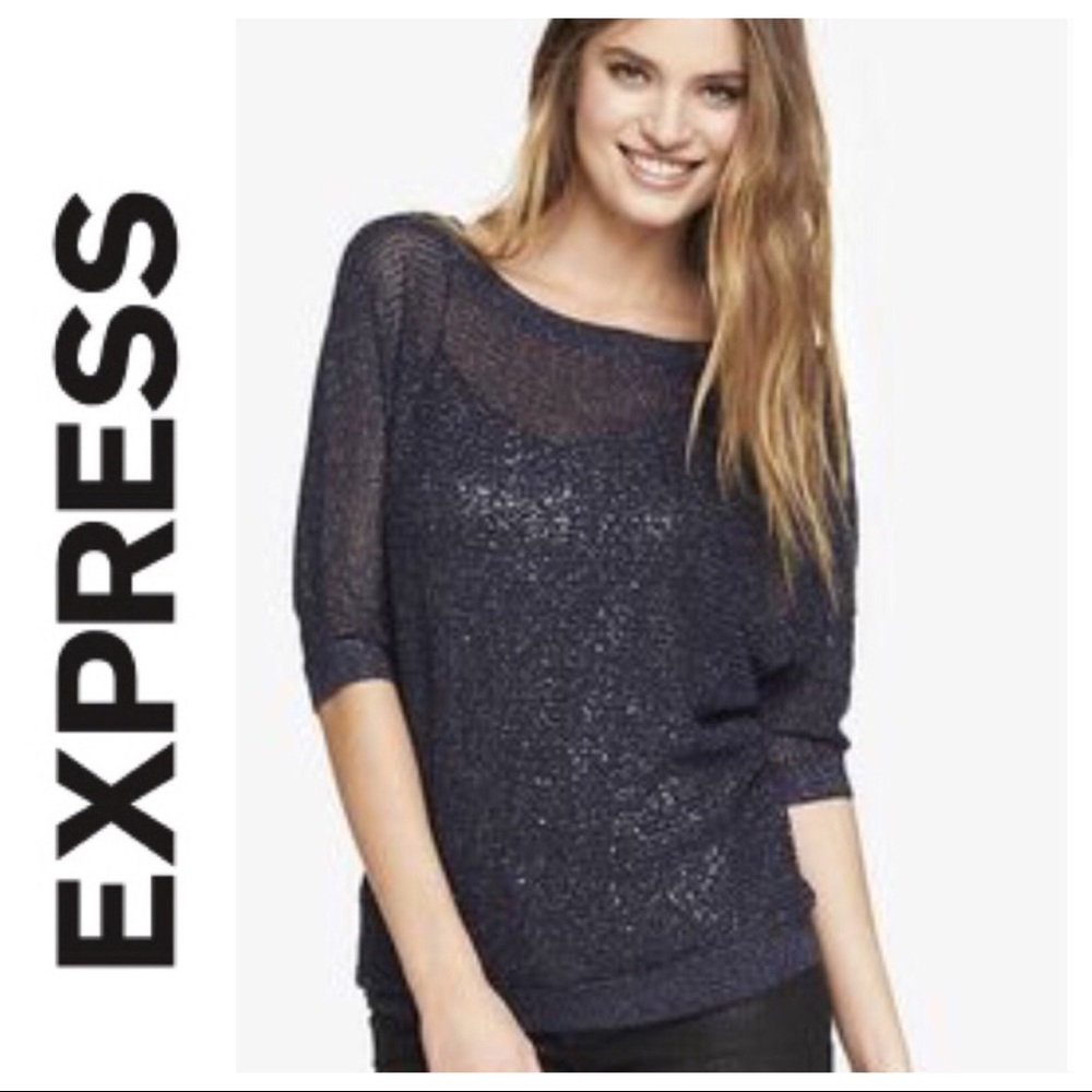 EXPRESS NAVY BLUE DOLMAN SLEEVE SWEATER TOP SIZE MEDIUM